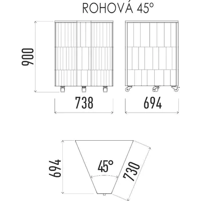 ENOFRIGO Neutrální rohový modul 45 NE 45°
