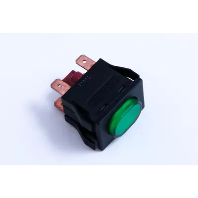 Vypinac LED zeleny 16A obdelnik