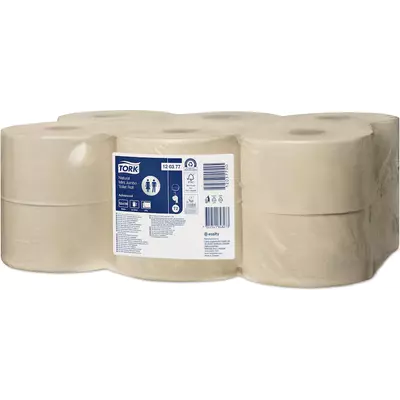 Tork Papír toaletní Premium 2-vrstvý mini Jumbo natural T2, recykl, 2vrstvy, 1x12rolí - 120377