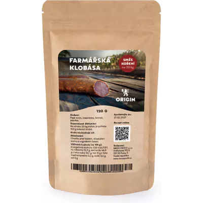 Origin Line Kořenicí směs bez soli Farmářská klobása 120 g na 20 kg díla