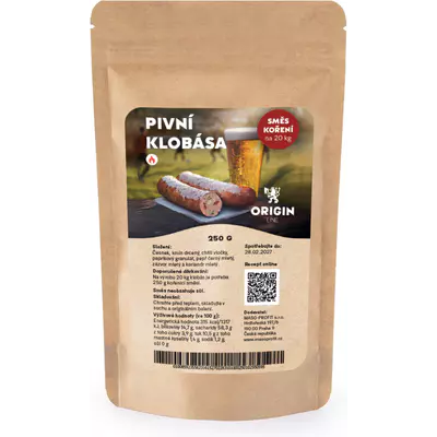 Origin Line Kořenicí směs bez soli Pivní klobása 250 g na 20 kg díla