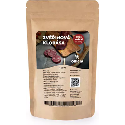Origin Line Kořenicí směs bez soli Zvěřinová klobása 140 g na 20 kg díla