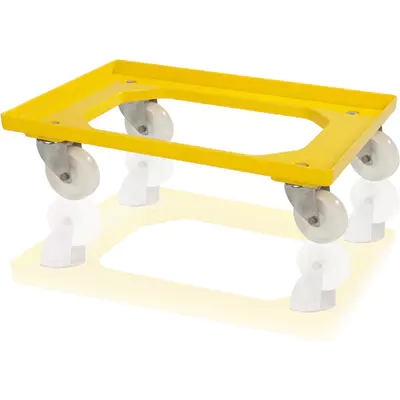 Vozík 2 otočná + 2 pevná, nerez PA kola žlutý
