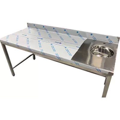 Nerezový stůl 1780x700x850mm, kulatá vana, trnož