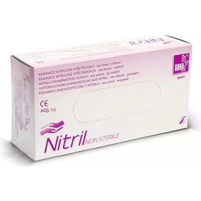 Rukavice nitril DONA modré bezprašné vel. S, 200ks