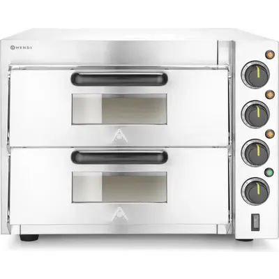 HENDI Pec na pizzu dvoukomorová 3000 W, Stříbrná, 230V/3000W, 580x560x(H)435mm