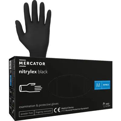 Rukavice nitril černé bezprašné 100ks