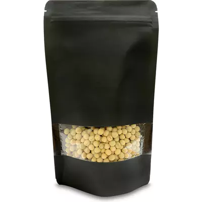 Sáček kraft papír černý s okénkem ZIP 100ml
