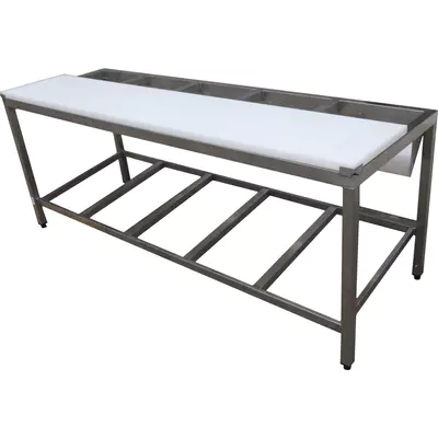 Stůl bourárenský s 5 otvory pro třídění 2150x700x850mm, PE deska bílá