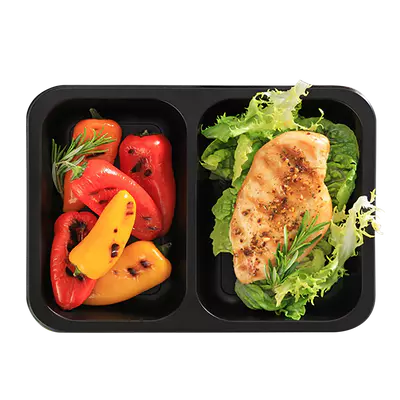 Zatavovací miska 227x178x50 2-dílná černá rovná přep. (50ks) (4)