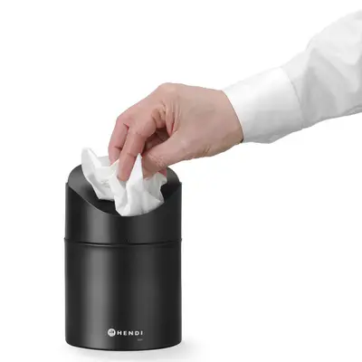 HENDI Koš odpadkový na stolek s otočným krytem, HENDI, 1,2L, Černá, ⌀120x(H)165mm (2)