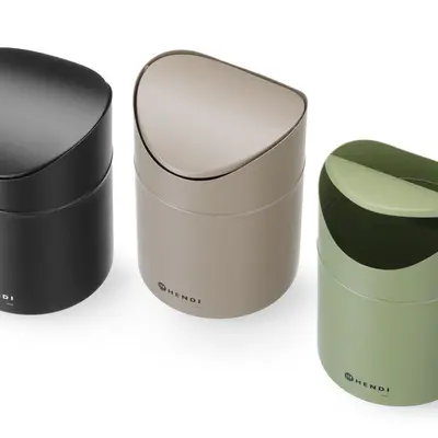 HENDI Koš odpadkový na stolek s otočným krytem, HENDI, 1,2L, Černá, ⌀120x(H)165mm (6)