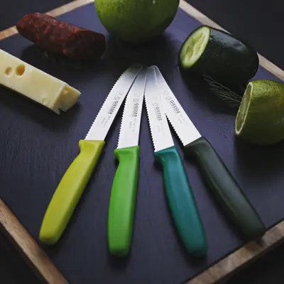 Giesser Nůž zubatý univerzální G 8365 110 mm olivový (2)