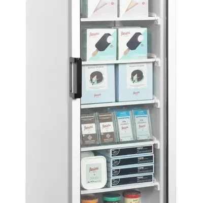 Tefcold Skříň mrazící UFFS371G prosklené dveře, bílá, rám hliník (3)