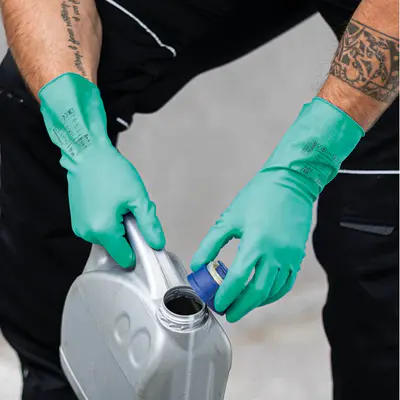 Rukavice nitril s velurovou úpravou XL 33 cm zelené (3)