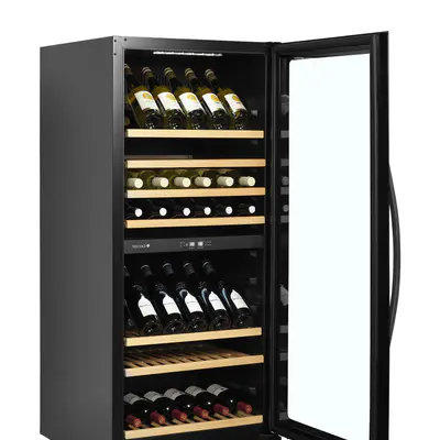 Tefcold Vinotéka černá duální bezrámová TFW300-2F (4)