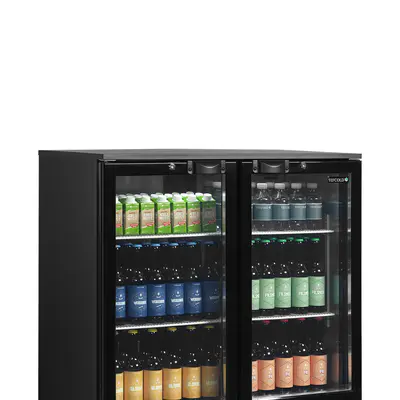 Tefcold Minibar prosklené křídlové dveře, černá DB201H (2)