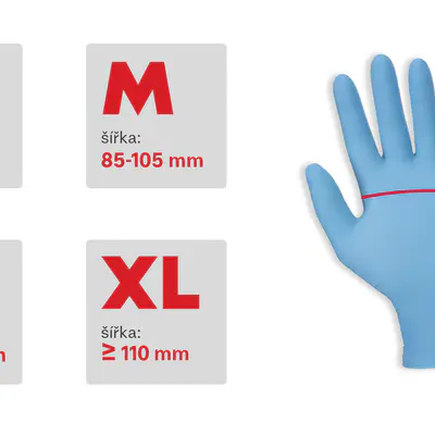 Rukavice nitril Classic modré bezprašné vel. S 100ks (3)
