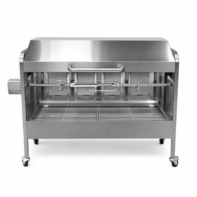 Gril plynový rožňový nerez – rotisserie na sele, kýtu i kuřata (do 25 kg) (2)