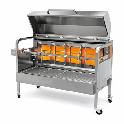 Gril plynový rožňový nerez – rotisserie na sele, kýtu i kuřata (do 25 kg) (3)