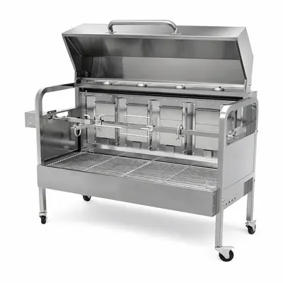 Gril plynový rožňový nerez – rotisserie na sele, kýtu i kuřata (do 25 kg) (4)