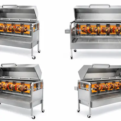 Gril plynový rožňový nerez – rotisserie na sele, kýtu i kuřata (do 25 kg) (6)