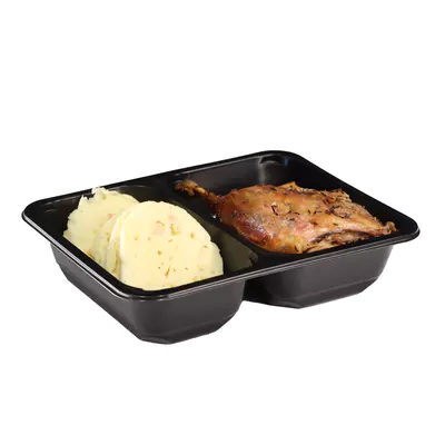 Zatavovací miska 227x178x50 2-dílná černá rovná přep. (500ks) (2)