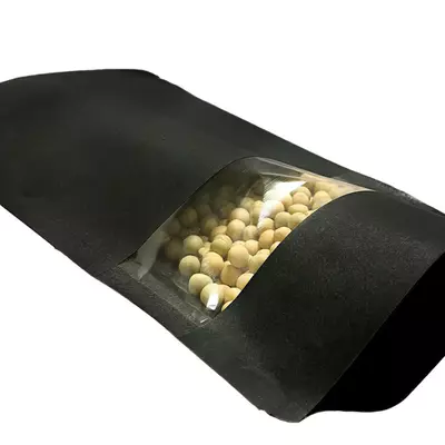 Sáček kraft papír černý s okénkem ZIP 100ml (4)