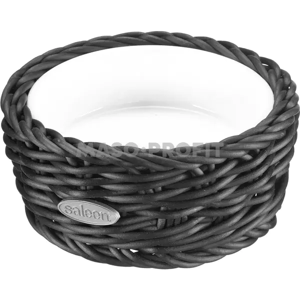 Saleen Košík s porcelánovou miskou Ø105x45 - černý