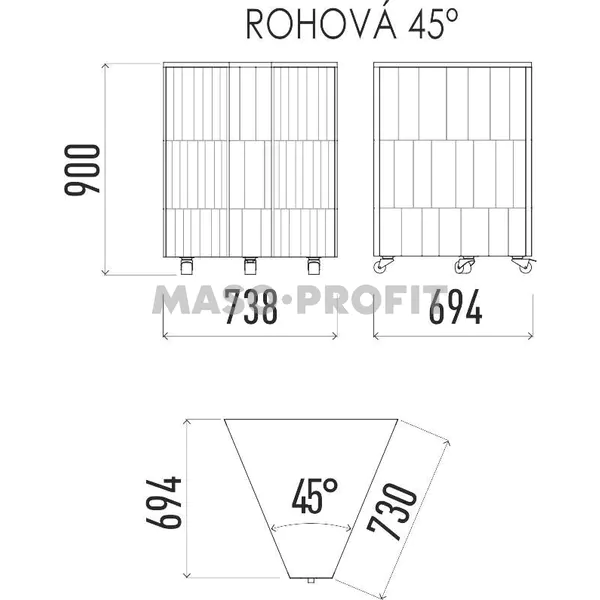 ENOFRIGO Neutrální rohový modul 45 NE 45°