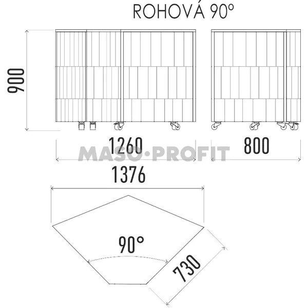 ENOFRIGO Neutrální rohový modul 90 NE 90°