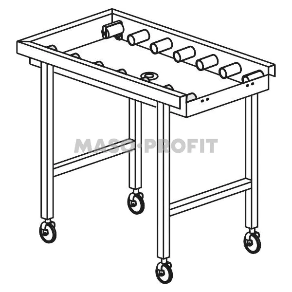 KROMO Stůl válečkový pojízdný s vanou 1640 x 650 x 850 mm
