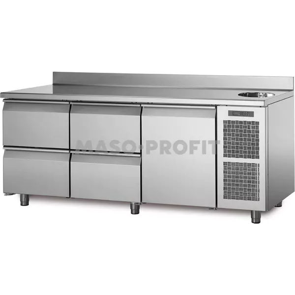 Coldline Chladící stůl TA17/3MS s deskou, dřezem a zadním lemem