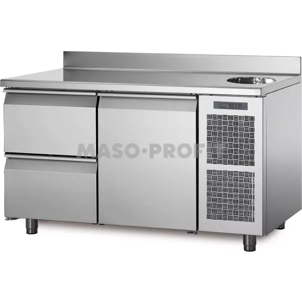 Coldline Chladící stůl TA13/2MS s deskou, dřezem a zadním lemem
