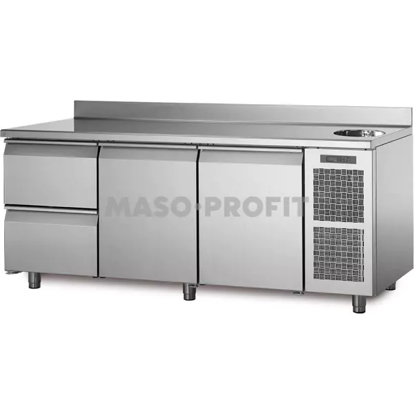 Coldline Chladící stůl TA17/2MS s deskou, dřezem a zadním lemem