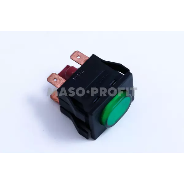 Vypinac LED zeleny 16A obdelnik
