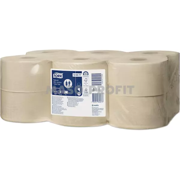 Tork Papír toaletní Premium 2-vrstvý mini Jumbo natural T2, recykl, 2vrstvy, 1x12rolí - 120377