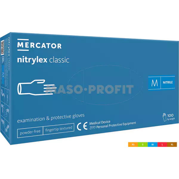 Rukavice nitril Classic modré bezprašné vel. M 100ks