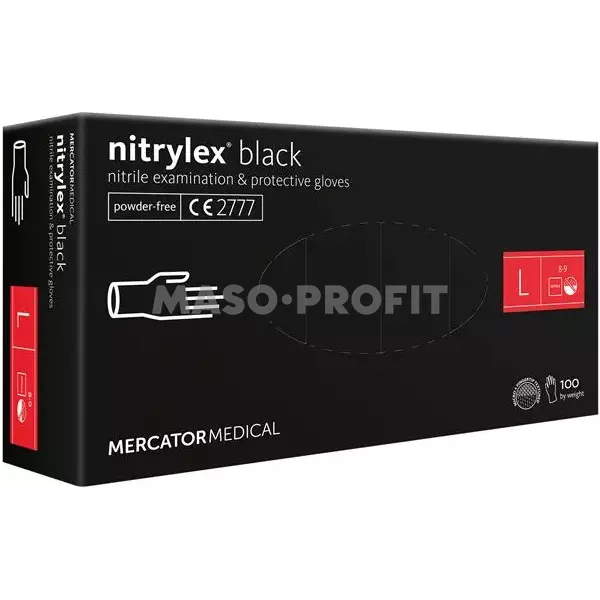 Rukavice nitril černé bezprašné vel. L 100ks