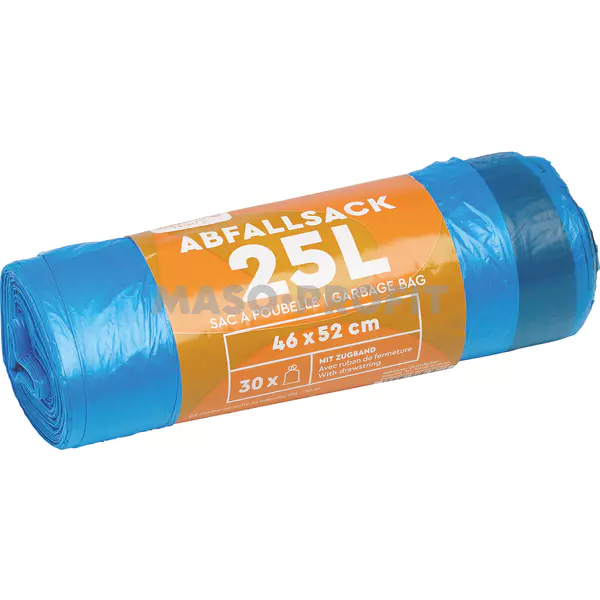 Pacovis Pytle zatahovací na odpadky HDPE 25L modré 15my, 3 role po 30 ks