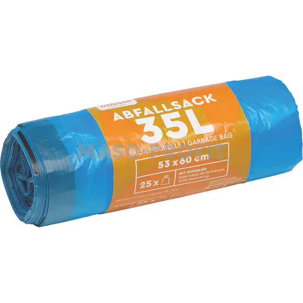 Pacovis Pytle zatahovací na odpadky HDPE 35L modré 15my, 7 bal. (3 role po 25 ks)