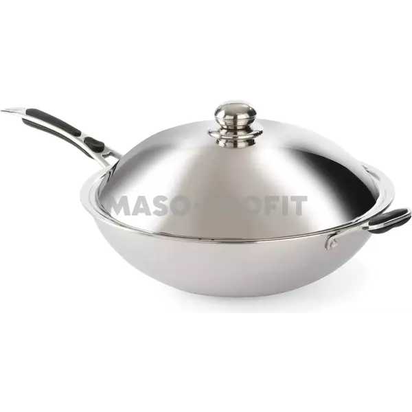 HENDI Pánev nerezová WOK s poklicí (Ø 360 mm, 2,75 kg)