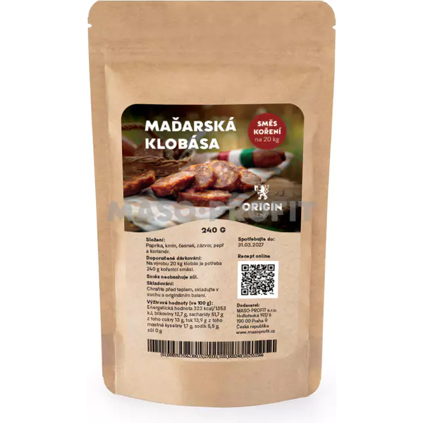 Origin Line Kořenicí směs bez soli Maďarská klobása 240 g na 20 kg díla