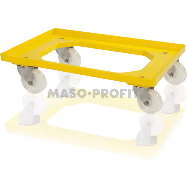 Vozík 2 otočná + 2 pevná, nerez PA kola žlutý