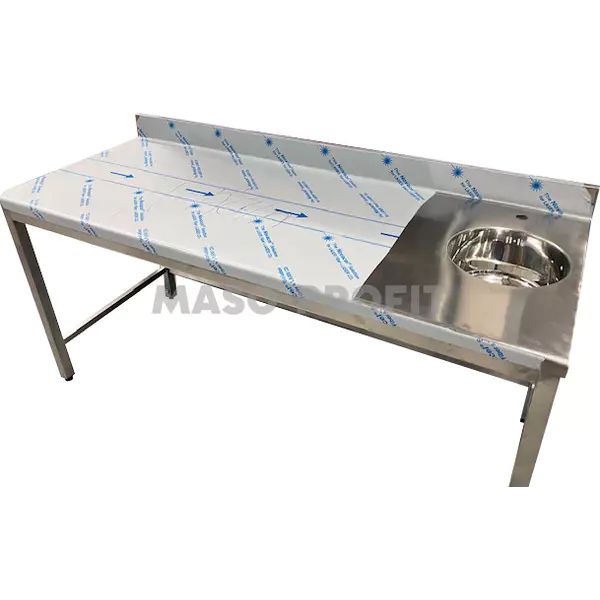 Nerezový stůl 1780x700x850mm, kulatá vana, trnož