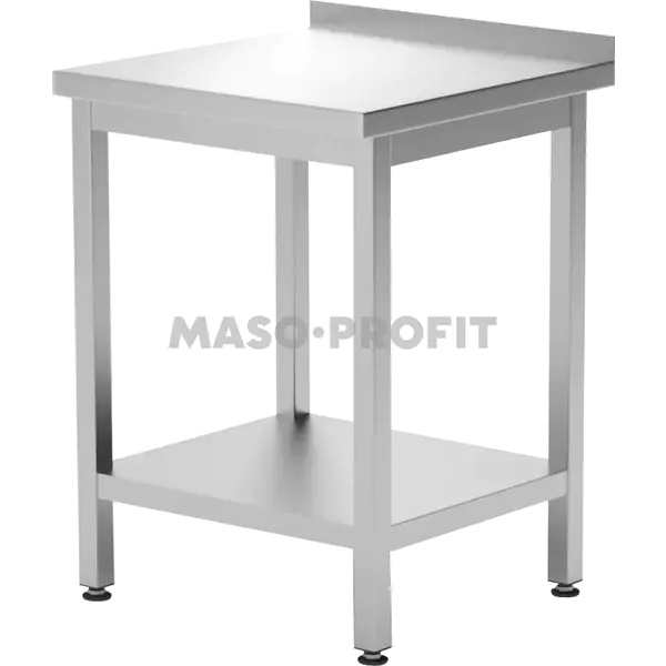 HENDI Nerezový stůl nástěnný s policí – přišroubovaný, 600x600x(H)850mm