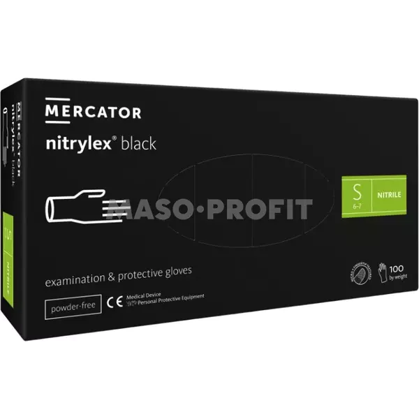 Rukavice nitril černé bezprašné vel. S 100ks
