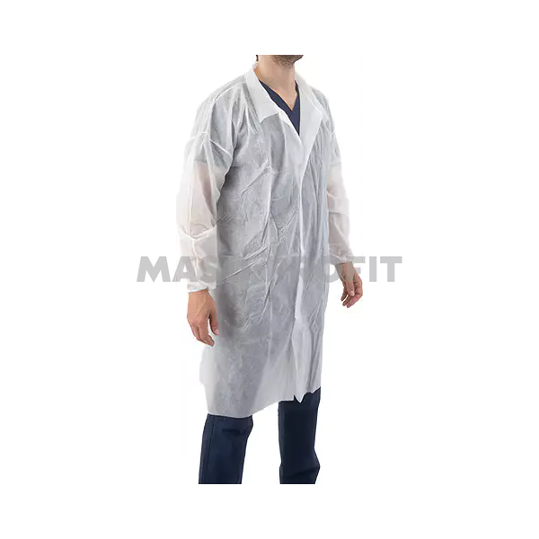Plášť jednorázový suchý zip bílý L