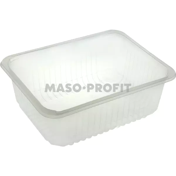 Zatavovací miska 227x177x100 1-dílná transparent žebrovaná (380ks)