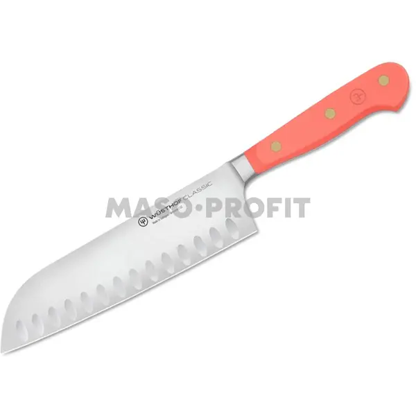 Wüsthof Nůž Santoku s dutými výbrusy, Coral Peach, 17 cm CLASSIC COLOUR